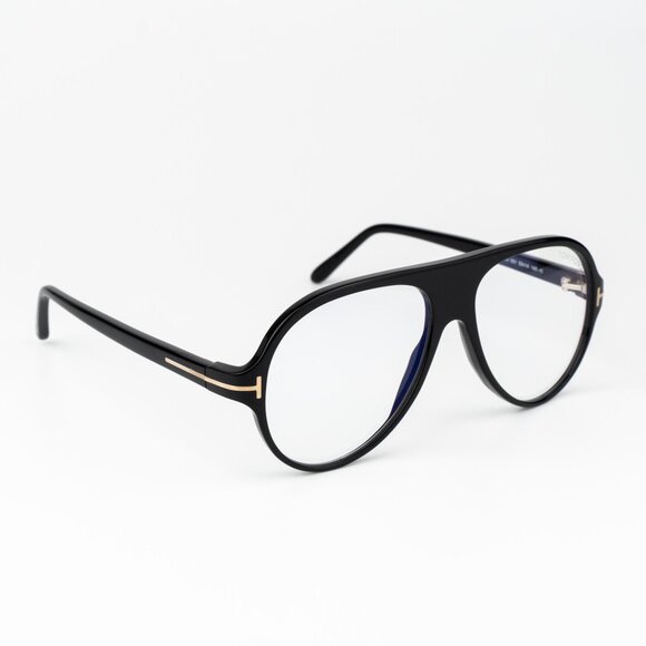 Tom Ford Women Eyeglasses Shiny Black Blue Block Pilot FT5012-B/V 001 BRAND NEW - Picture 5 of 12